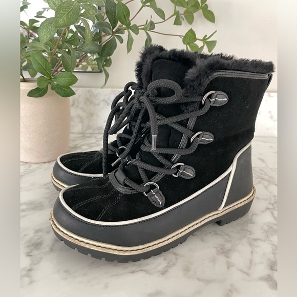 Aldo Shoes - ALDO Alta Winter Boots Black Faux Fur Lace up Size 7 Snow